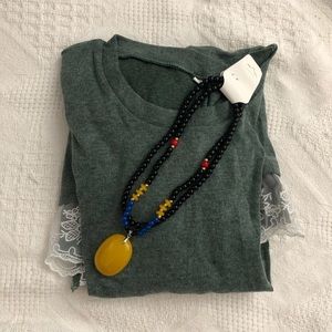 Long Sleeve Flare Tunic with Necklace